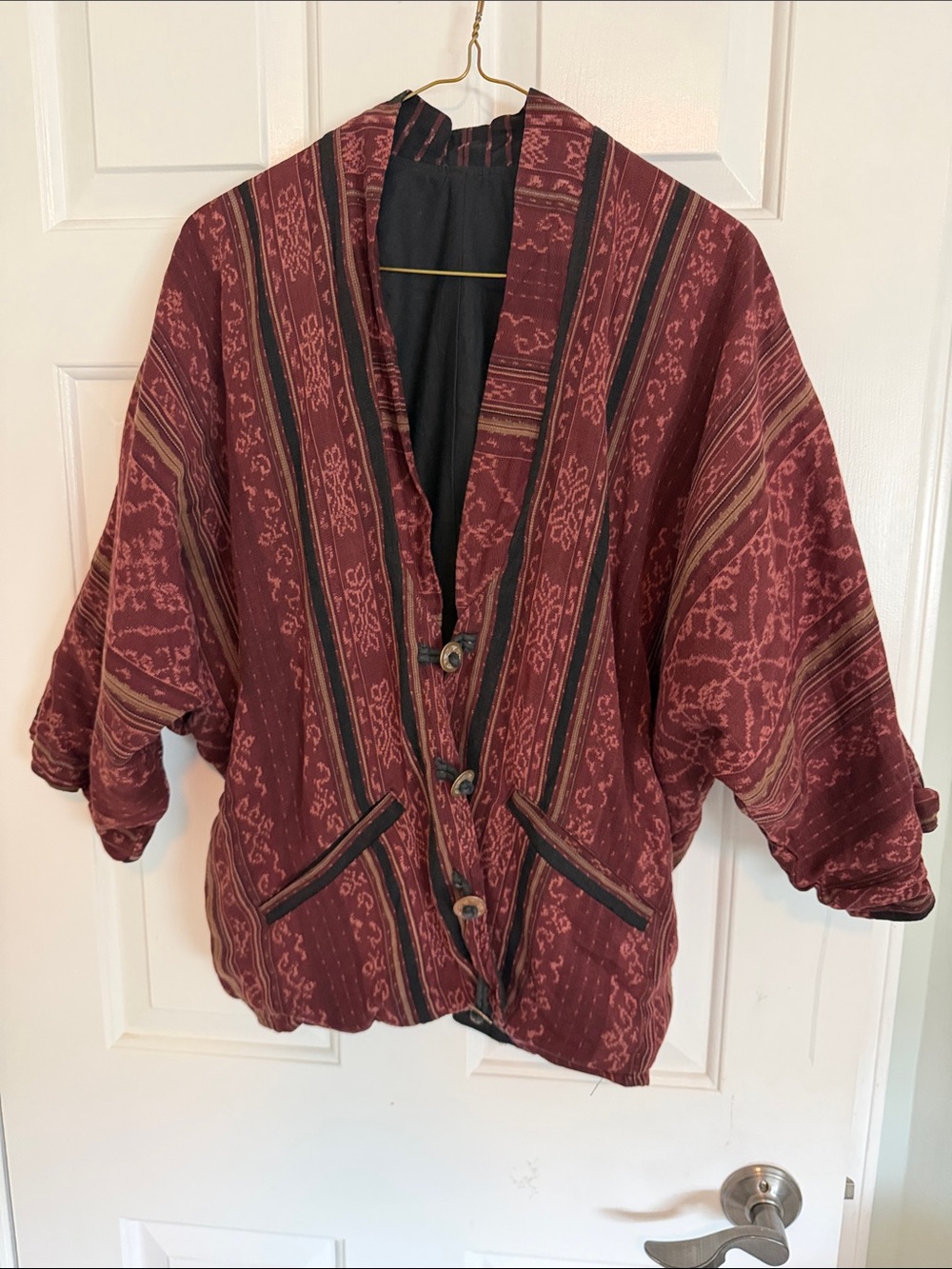 Bet wing Women’s Burgundy Patterned Button-Front 3/4 sleeve Jacket